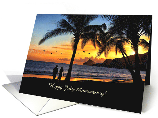 July Wedding Anniversary Couple Holding Hands Beach and... (1825502)