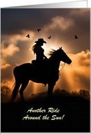 Cowgirl Birthday and Horse Sunset Country Western Customizable card