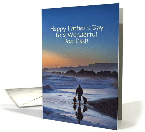 Fathers Day at the Beach With Dogs Sunset and Waves Customizable card