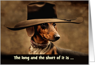 Fathers Day Cute Dachshund Dog in Cowboy Hat Custom Text Funny card