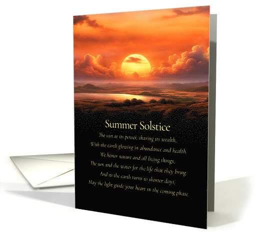 Summer Solstice with Sun and Water Nature Spiritual Poem card