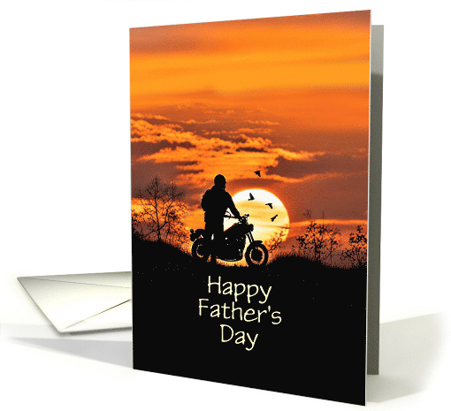 Husband Fathers Day with Biker and Motorcycle in Sunset Customize card