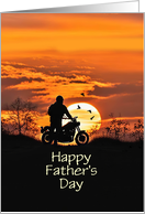 Husband Fathers Day with Biker and Motorcycle in Sunset Customize card