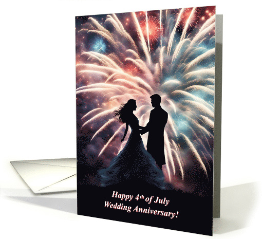 4th of July Wedding Anniversary with Couple Silhouetted... (1829390)