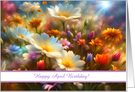 April Birthday with Pretty Spring Flowers Custom Cover Text card