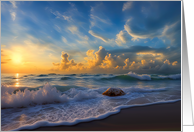 Beach Waves Sunset with Clouds Pretty Blank Any Occasion Note card