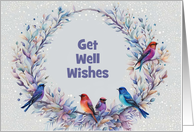 Get Well Feel Better Birds on a Wreath with Customizable Text Pretty card