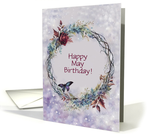 May Birthday Customizable Cover Text Pretty Wreath... (1834592)