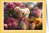 Encouragement with Cute Stuffed Teddy Bear Flowers and Butterflies card