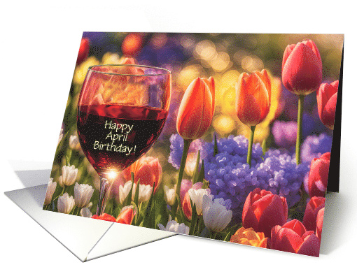April Birthday with Wine and Spring Flowers Tulips Bokeh... (1835054)