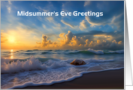 Summer Solstice Beach Ocean Waves Sunset Coastal Customizable card