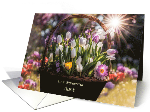 Aunt Happy Mothers Day Basket of Spring Flowers Pretty... (1836842)