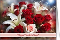 Mothers Day Beautiful Bouquet of Flowers Roses Custom Text General card