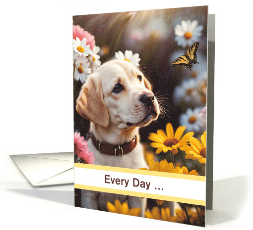 Friendship Cute Yellow Labrador Puppy and Butterfly... (1837404)