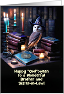 Brother and Sister in Law Cute Halloween Mystical Owl Custom card