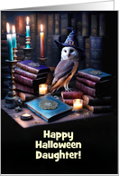 Daughter Happy Halloween with Cute Magical Witchy Owl Customize card