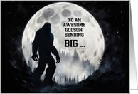 Godson Birthday with Bigfoot and Moon Silhouetted Cute Fun Custom card