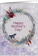 Mothers Day General with Pretty Wreath Butterfly Rose Custom card