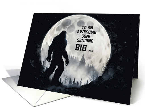 Son Happy Birthday with Bigfoot in Silhouetted Full Moon... (1844080)