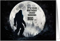 Birthday Custom Name with Bigfoot and Moon Humorous card