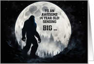 14th Birthday Customizable Funny Bigfoot and Moon Legendary card