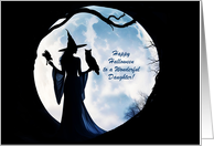 Daughter Witchy Happy Halloween with Owl and Raven Moon Custom card