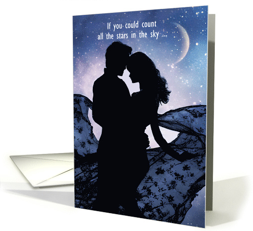 Love Romance Couple in the Moonlight with Stars Romantic card