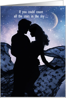 Love Romance Couple in the Moonlight with Stars Romantic card