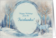 Christmas Happy Holidays From Us Art Deco Inspired Deer Snow Custom card