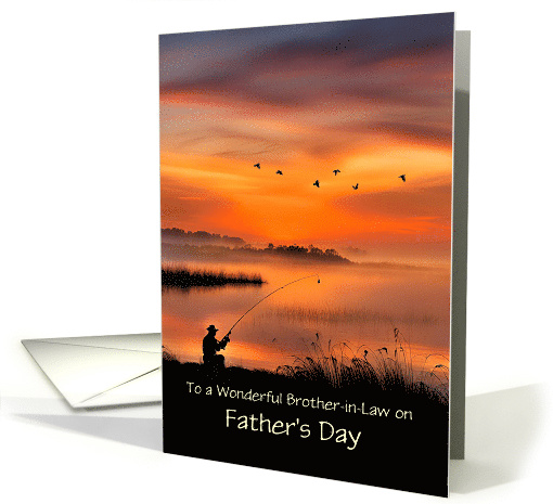 Brother in Law Happy Fathers Day Fishing at Sunset Custom Text card