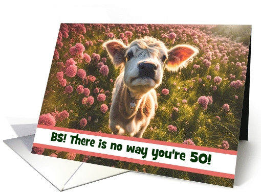 50th Birthday Cute Highlander Calf Humorous Customizable Text card