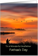 Godfather Happy Fathers Day Fishing from Bank of Lake Custom card