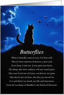 Sympathy with Cat and Butterflies and Spiritual Poem Grieving card
