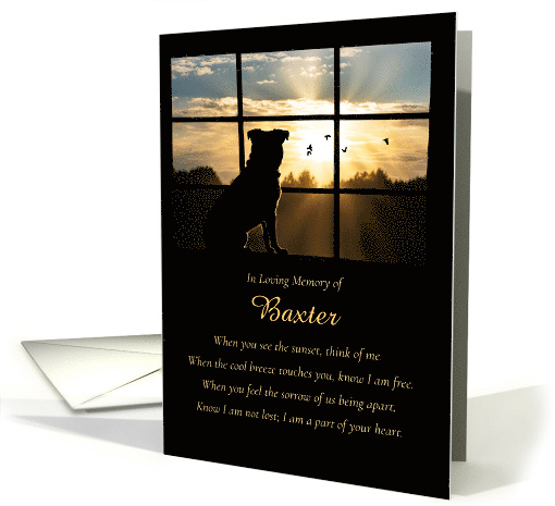 Dog Sympathy Loss of Dog with Pug Type Silhouetted Custom Name card