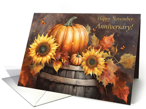 November Happy Anniversary with Pumpkins and Fall Colored Foliage card