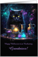 Grandniece Happy Halloween with Black Cat and Magic Customizable card