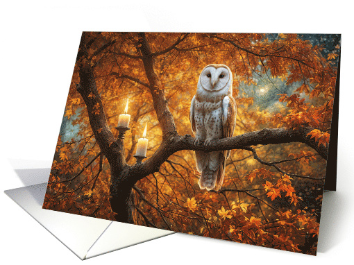 Autumn Equinox Beautiful Owl Candles and Fall Foliage... (1853120)