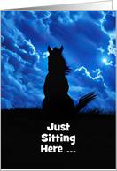 Thinking of You Cute Horse Sitting in Grass Blue Sky Custom Cover card
