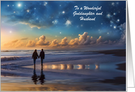 Goddaughter and Husband Happy Anniversary Custom Text on the Beach card