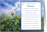 Mother Anniversary of Passing Rose Butterflies Spiritual Poem Custom card