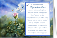 Grandmother Anniversary of Death Custom with Butterflies and Pink Rose card
