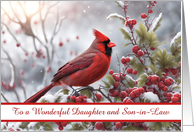 Daughter and Son in Law Christmas with Red Cardinal Snow Custom card