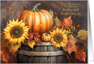 Brother and Brother in Law Happy Thanksgiving Sunflowers Pumpkin Fall card