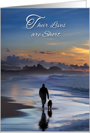 Dog Loss Sympathy Condolences Walking Dog on Beach Sunset card