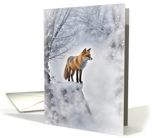 Winter Solstice Yule Nature with Beautiful Red Fox and Snow card