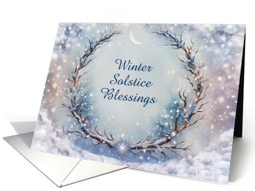 Winter Solstice Yule Bohemian Look Wreath of Branches Custom card