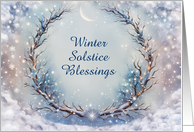 Winter Solstice Yule Bohemian Look Wreath of Branches Custom card