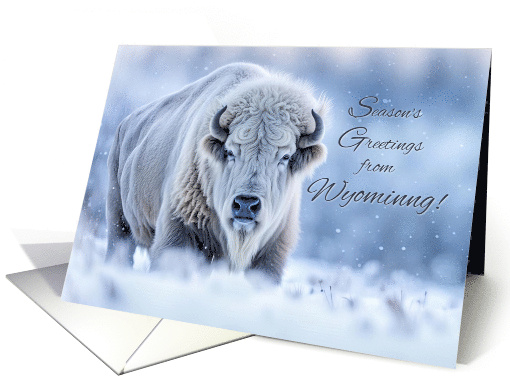 Wyoming Seasons Greetings Happy Holidays White Buffalo... (1863100)