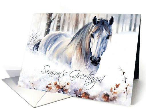 Horse in the Snow Season's Greetings Watercolor Inspired... (1863102)