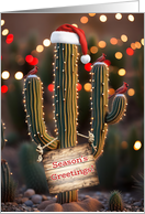 Christmas Holiday Cactus Desert with Cardinals Seasons Greetings card